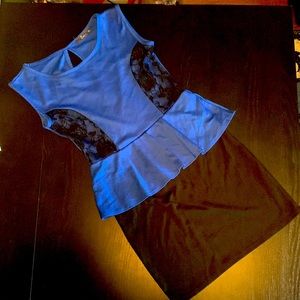 Junior’s Small Blue & Black Peplum Dress